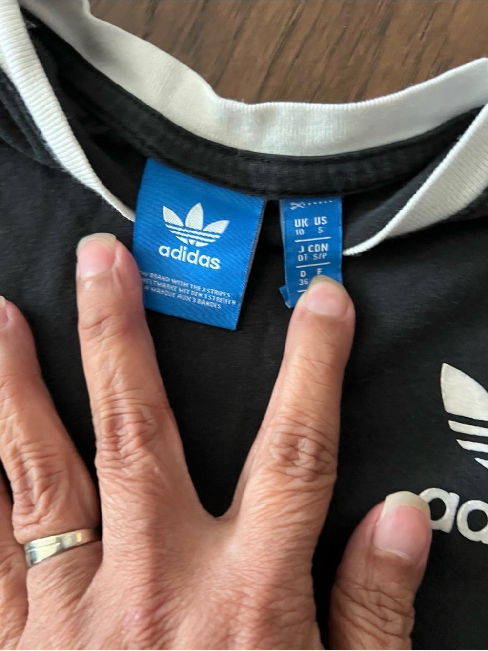 adidas Black Tee with White Trefoil and Stripes - Picture 4 of 5